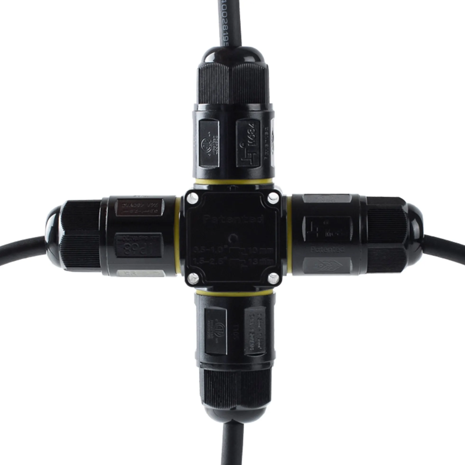 Conector impermeable en X - 3P - IP68 - 0,5-2,5mm² - 24A - T105