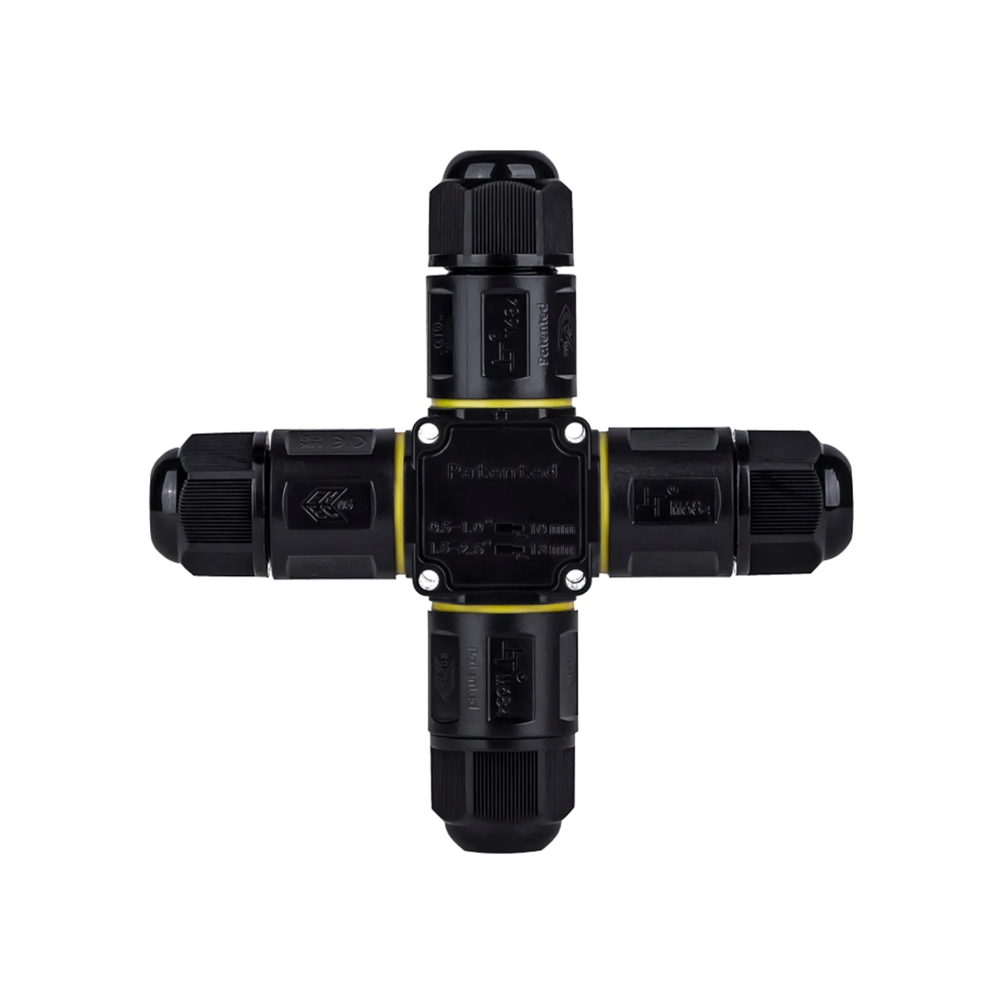 Conector impermeable en X - 3P - IP68 - 0,5-2,5mm² - 24A - T105