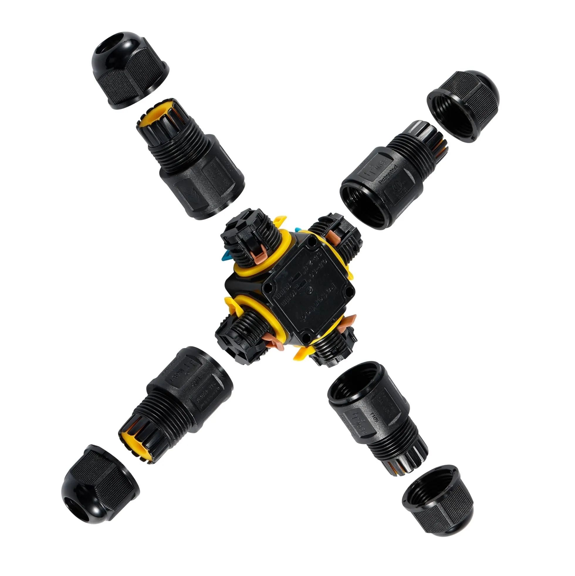 Conector impermeable en X - 3P - IP68 - 0,5-2,5mm² - 24A - T105