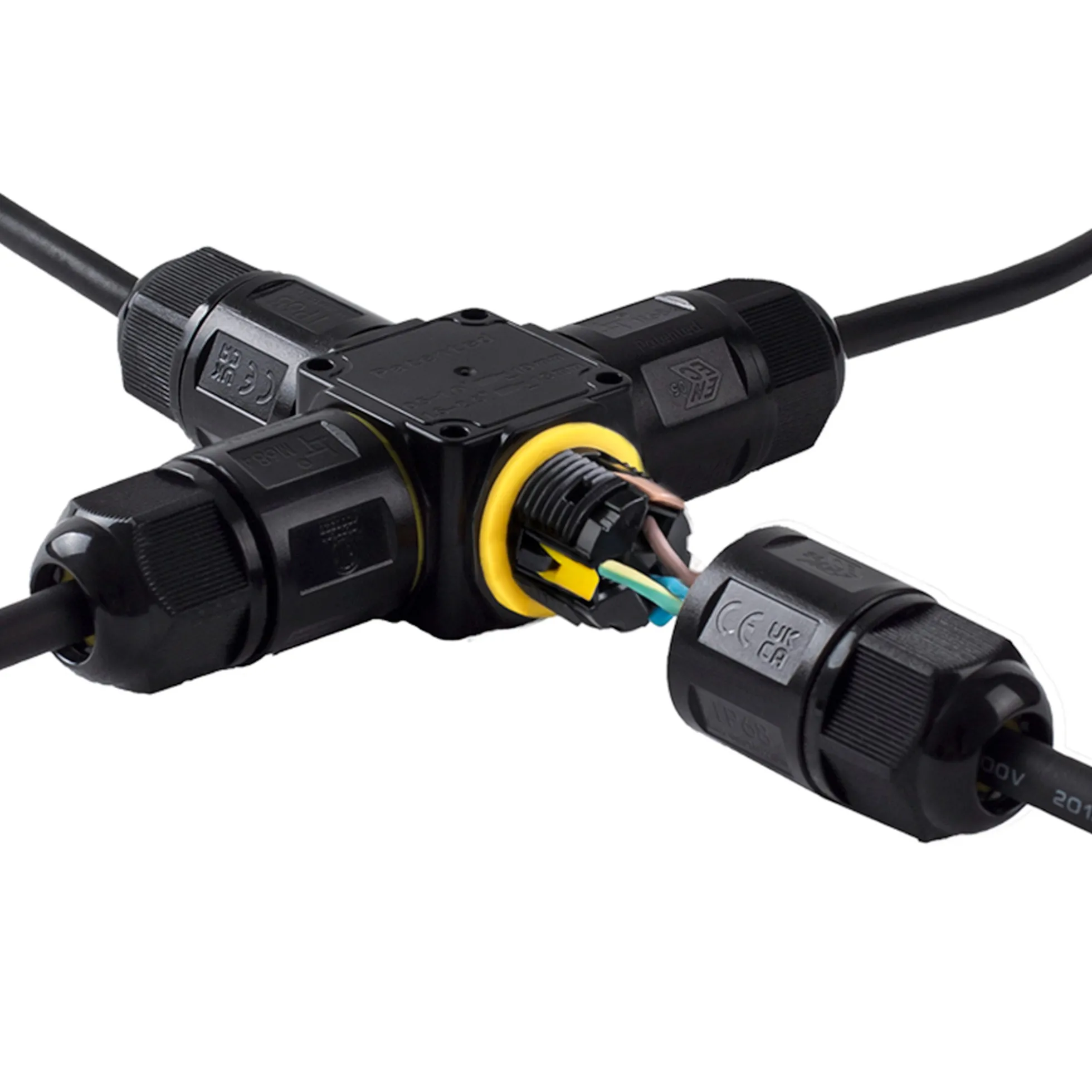 Conector impermeable en X - 3P - IP68 - 0,5-2,5mm² - 24A - T105