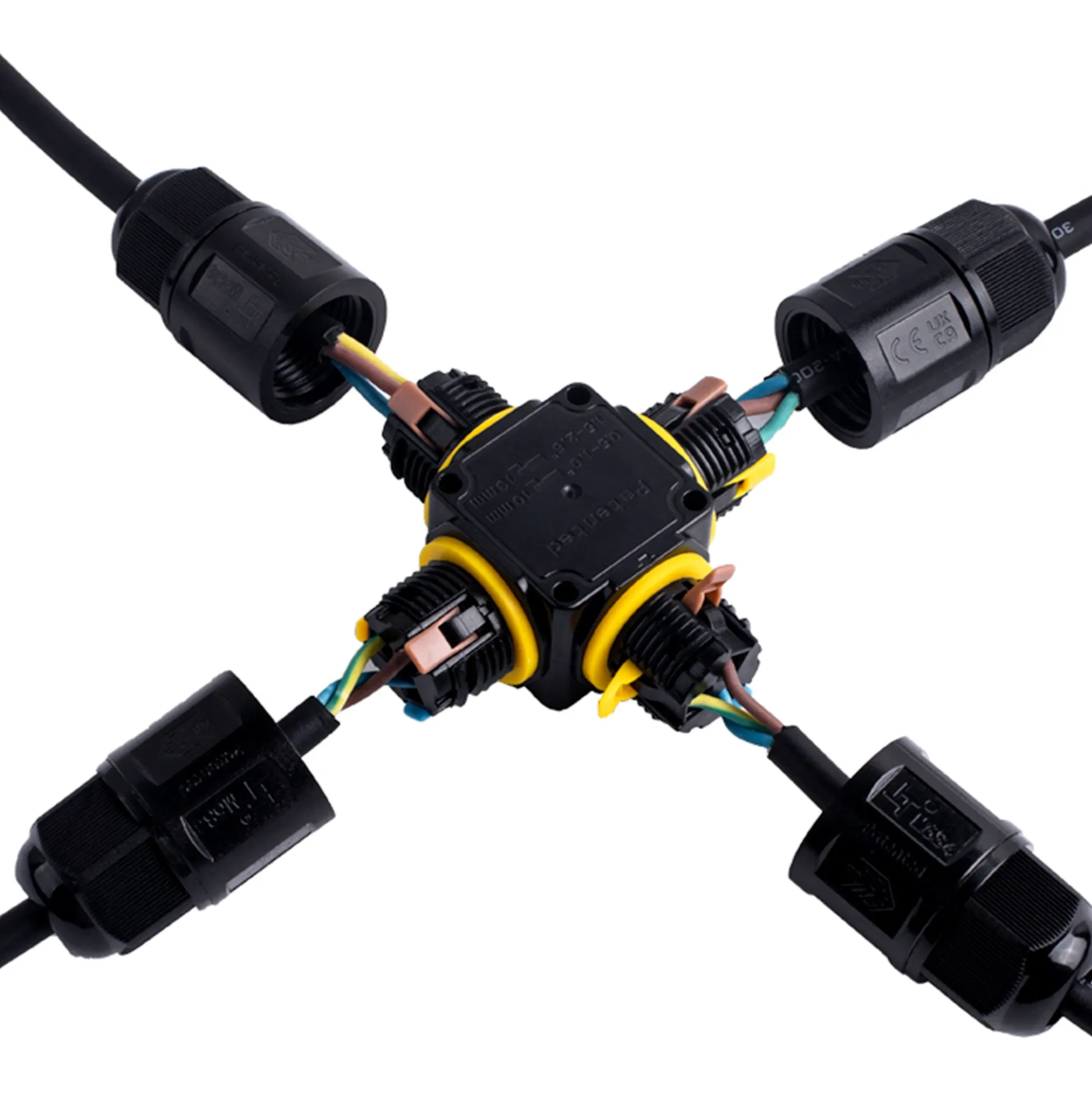 Conector impermeable en X - 3P - IP68 - 0,5-2,5mm² - 24A - T105