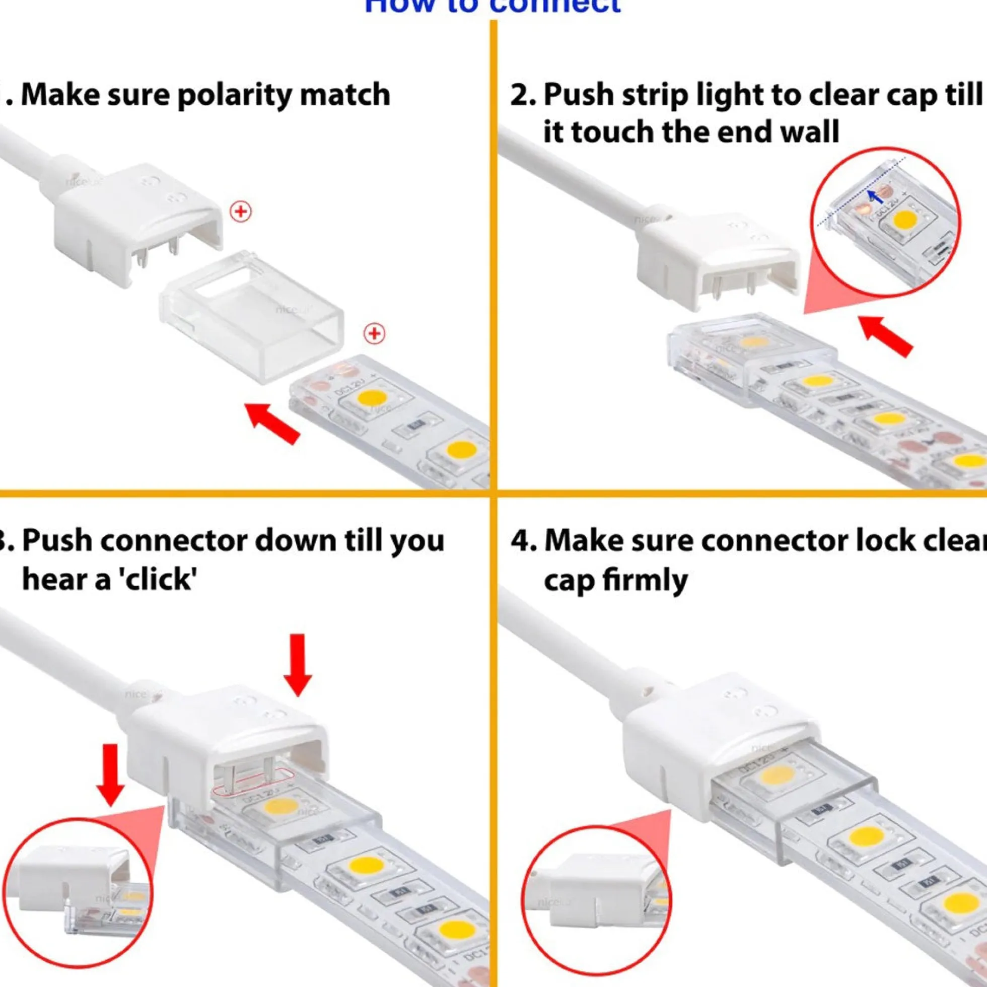 Conector inicio tira LED estanco 10mm - 2 pines - IP68