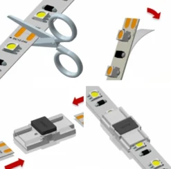 Conector rápido CLIP 2 pin - Unión tira a tira PCB 10mm IP20 máx. 24V