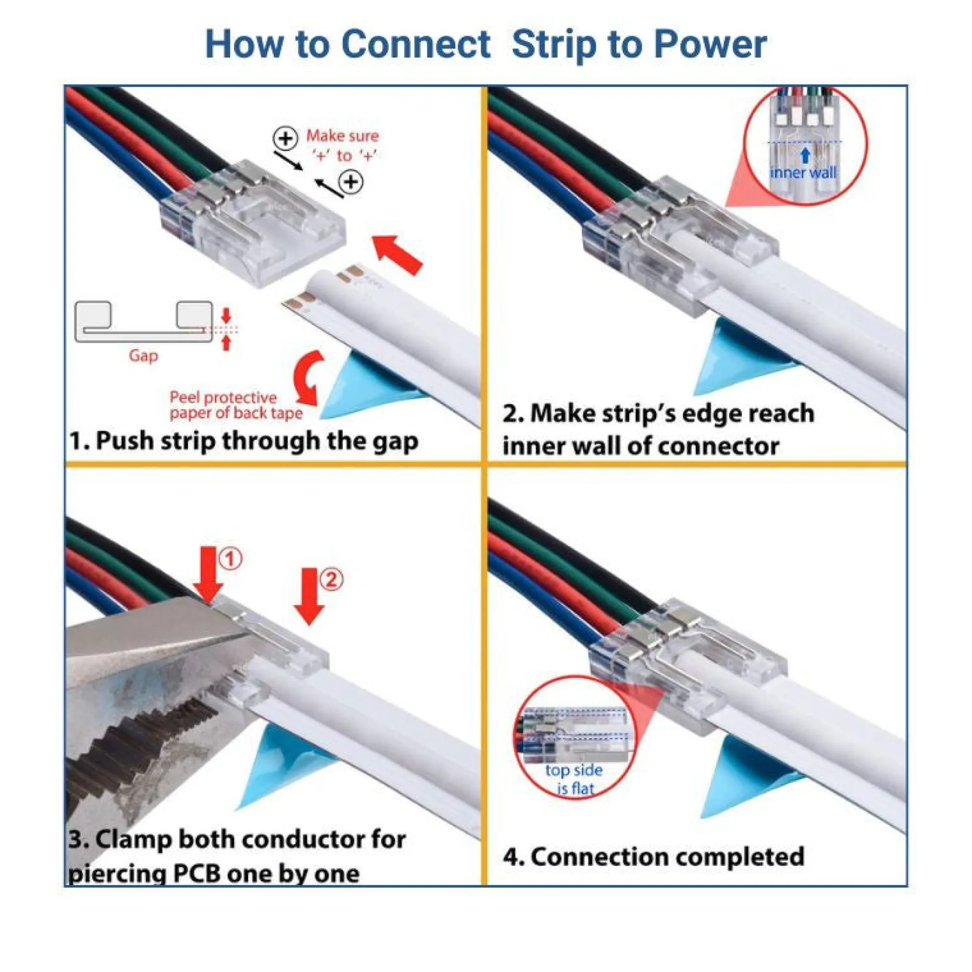 Conector tira LED COB a fuente de alimentación - RGB - 10mm - IP20