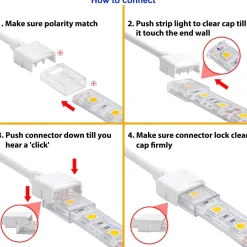 Conector tira LED estanco con cable - 2 pines - Tira 10 mm - IP68