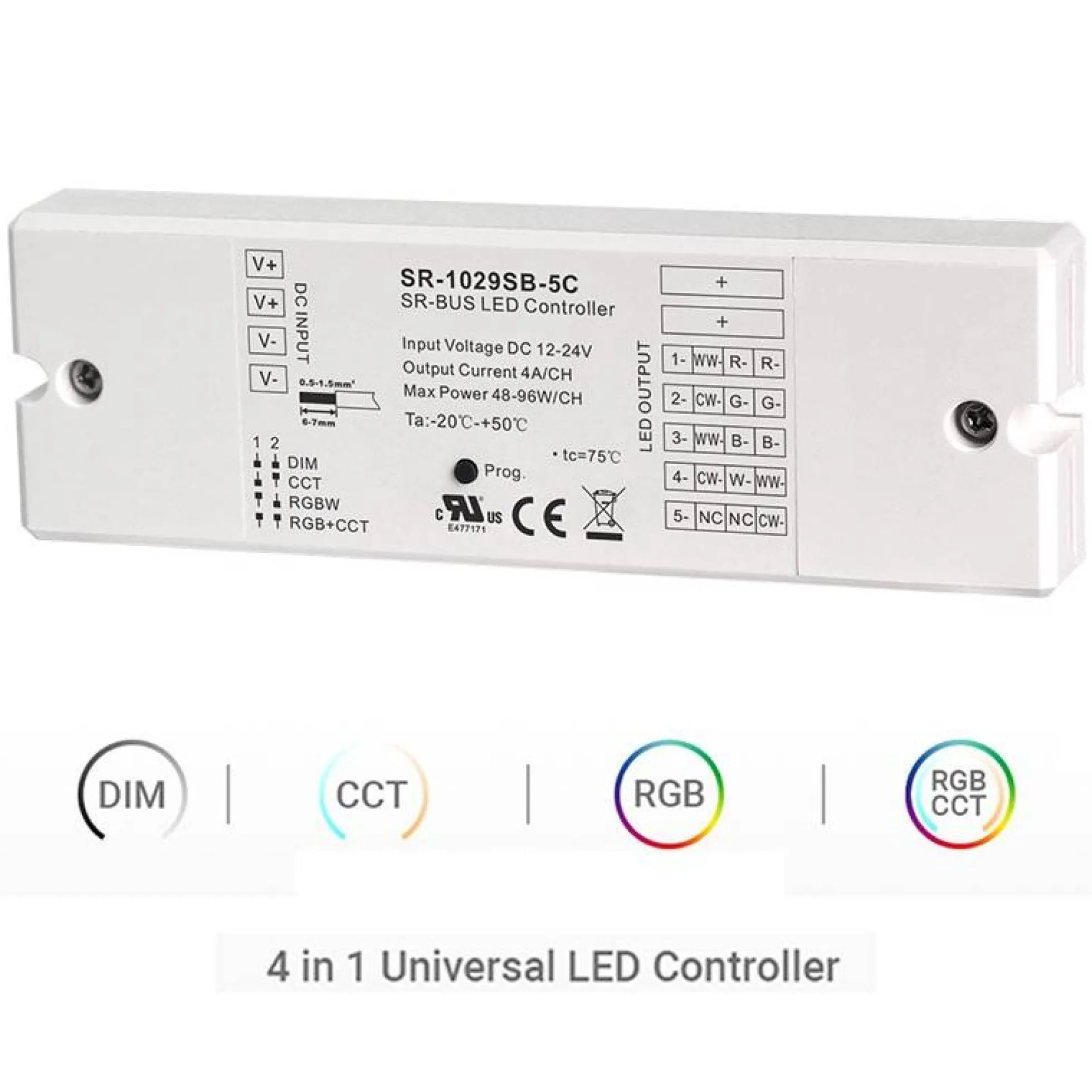 Controlador Bluetooth 12-24V monocolor + CCT + RGBW + RGBCCT 4 en 1 - SUNRICHER