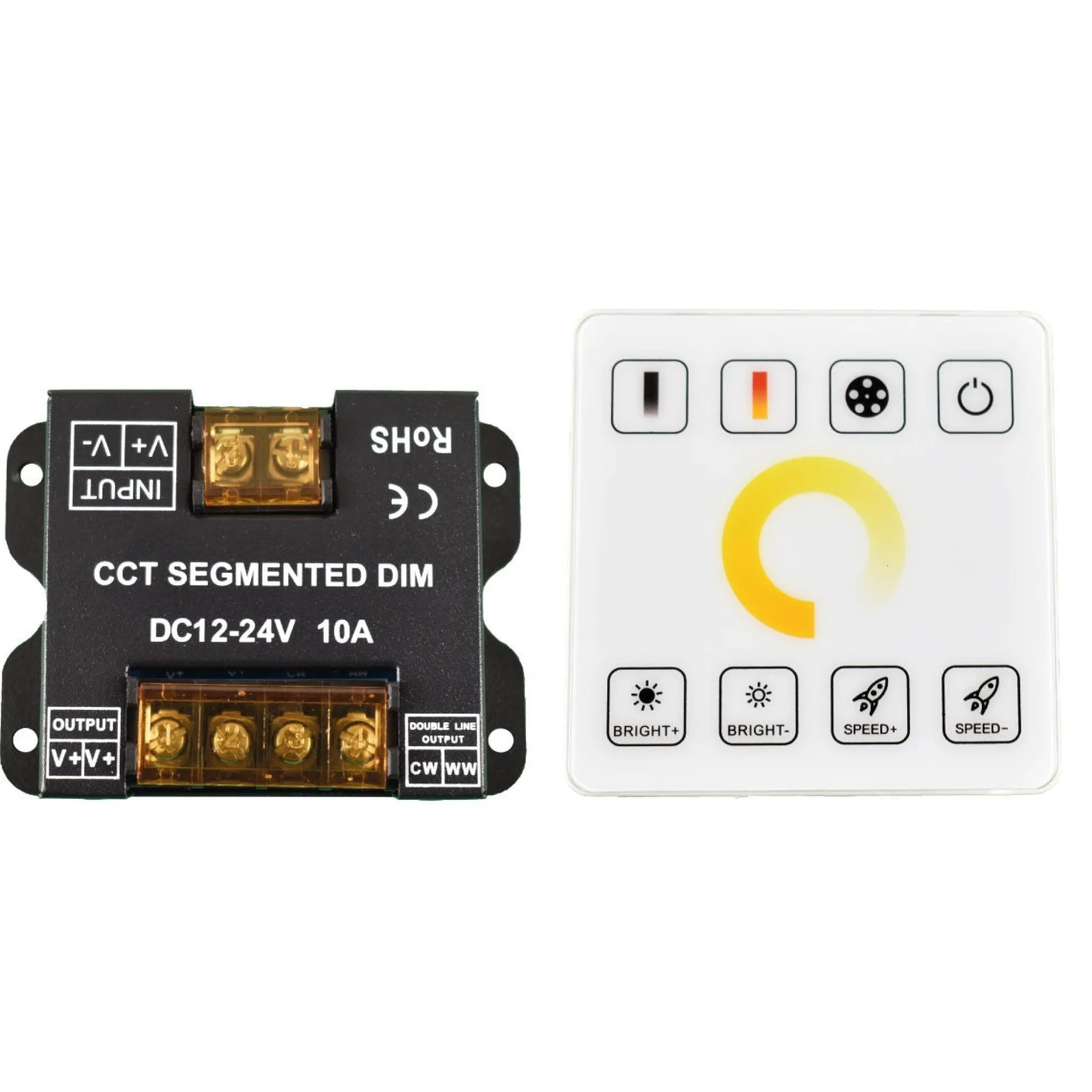 Controlador CCT blanco dual para tiras LED con panel táctil RF - 5-24V/DC
