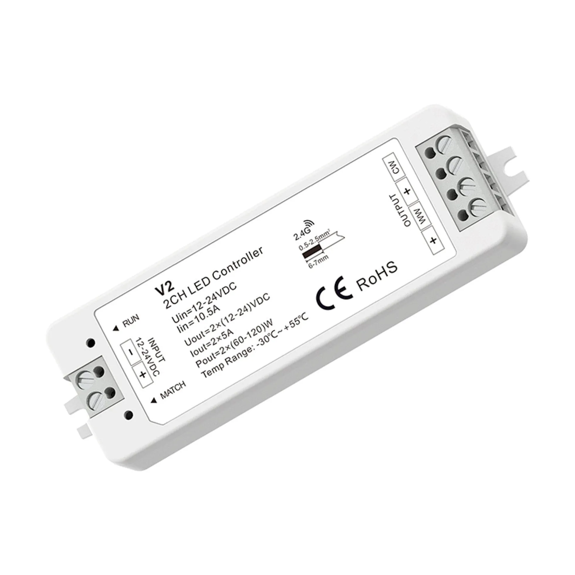 Controlador CCT 12-24V DC - 2 canales - 5A/canal - RF 2.4GHz - Skydance