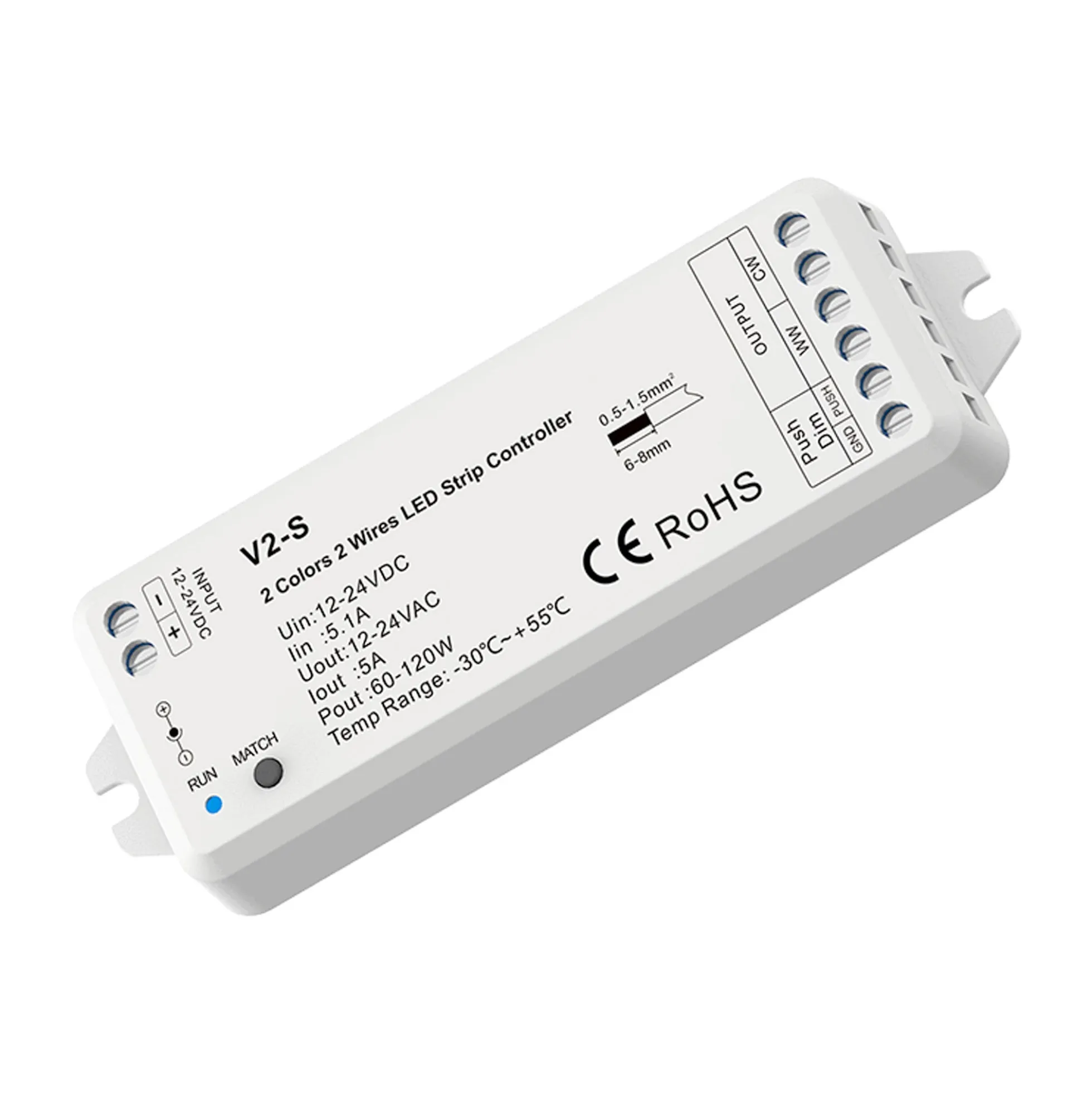 Controlador CCT 12-24V DC - 2 hilos - 5A - RF 2.4GHz - PUSH dimmer - Skydance