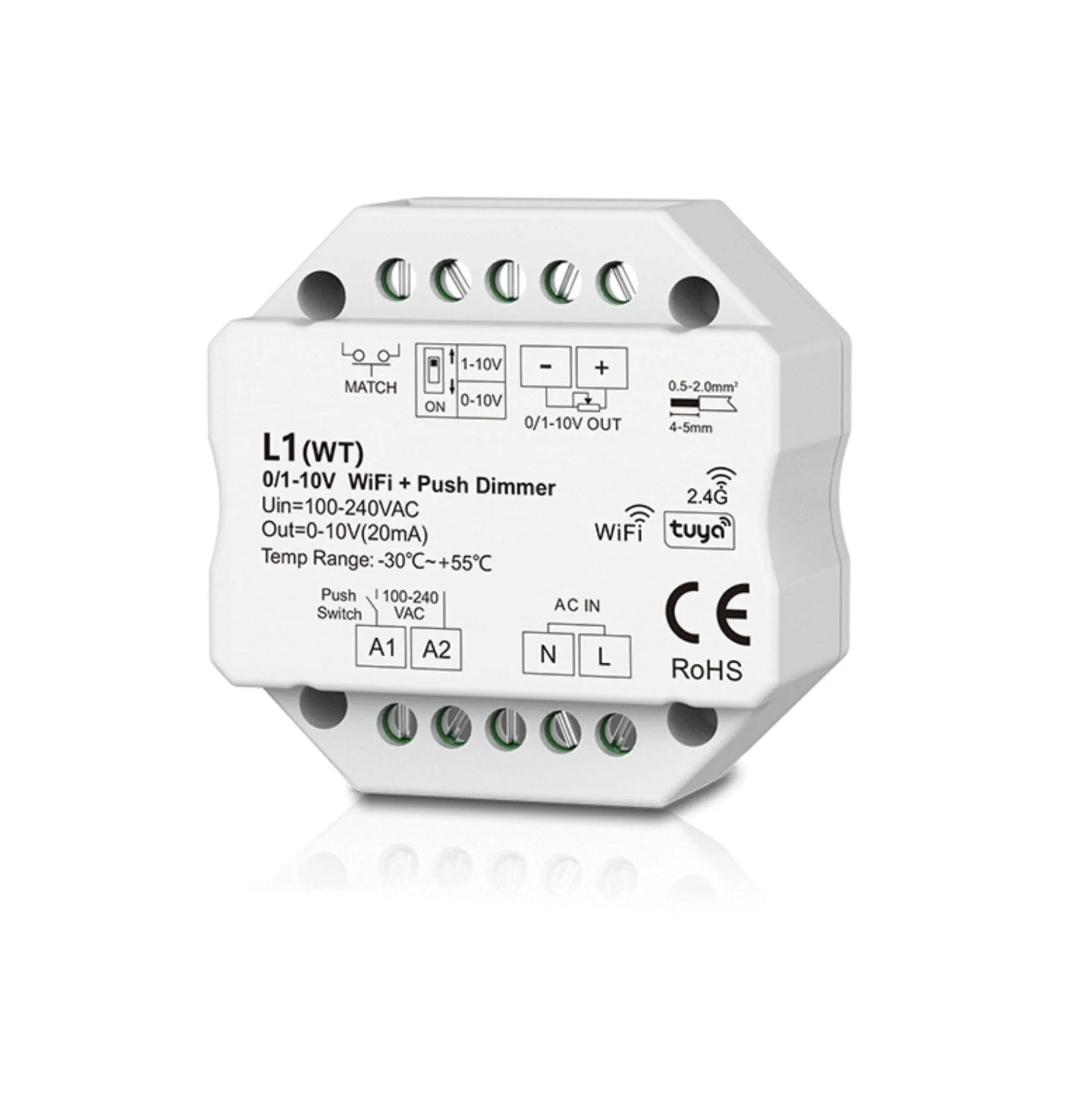 Controlador MINI 0/1-10V - WiFi+RF - PUSH Dim - 100-240V AC - TUYA - Skydance