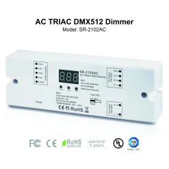 Controlador monocolor AC TRIAC - DMX Dimmer - 2 canales 1,2A/ch - 100-240V - Sunricher