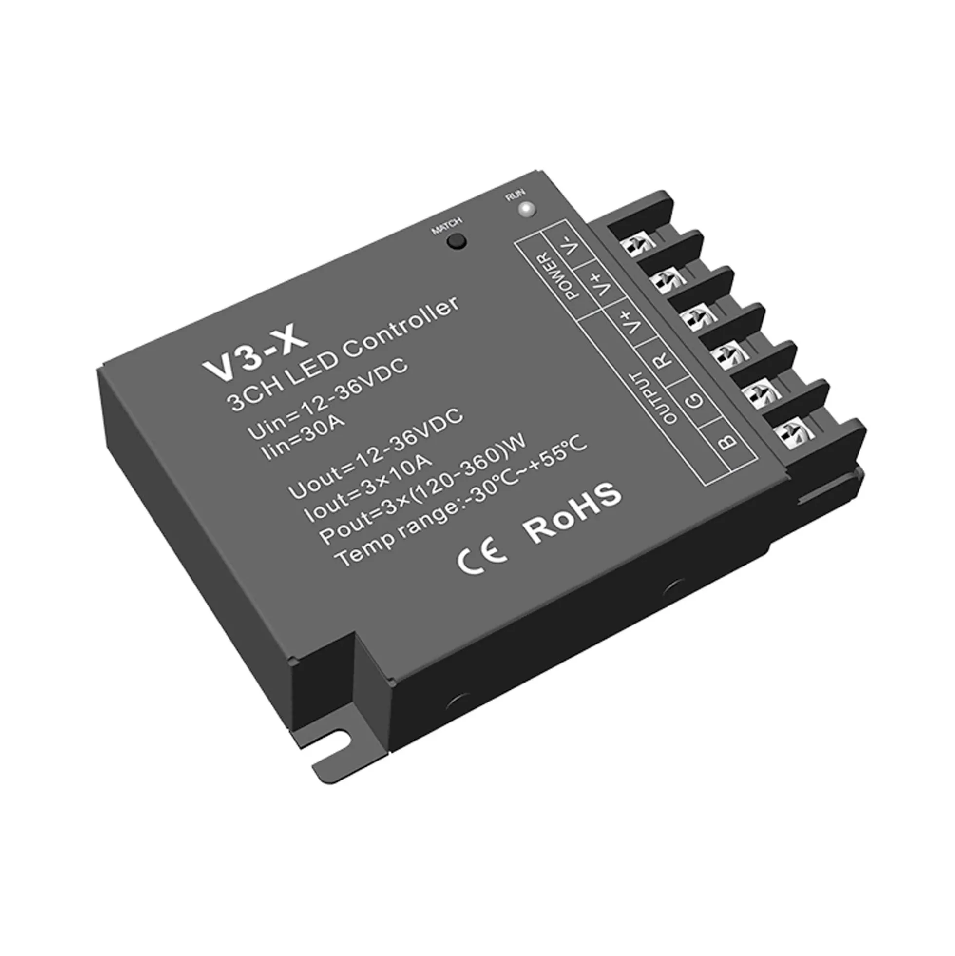 Controlador Monocolor / CCT / RGB 12-36V DC - 3 canales - 10A/canal - RF 2.4GHz - Skydance