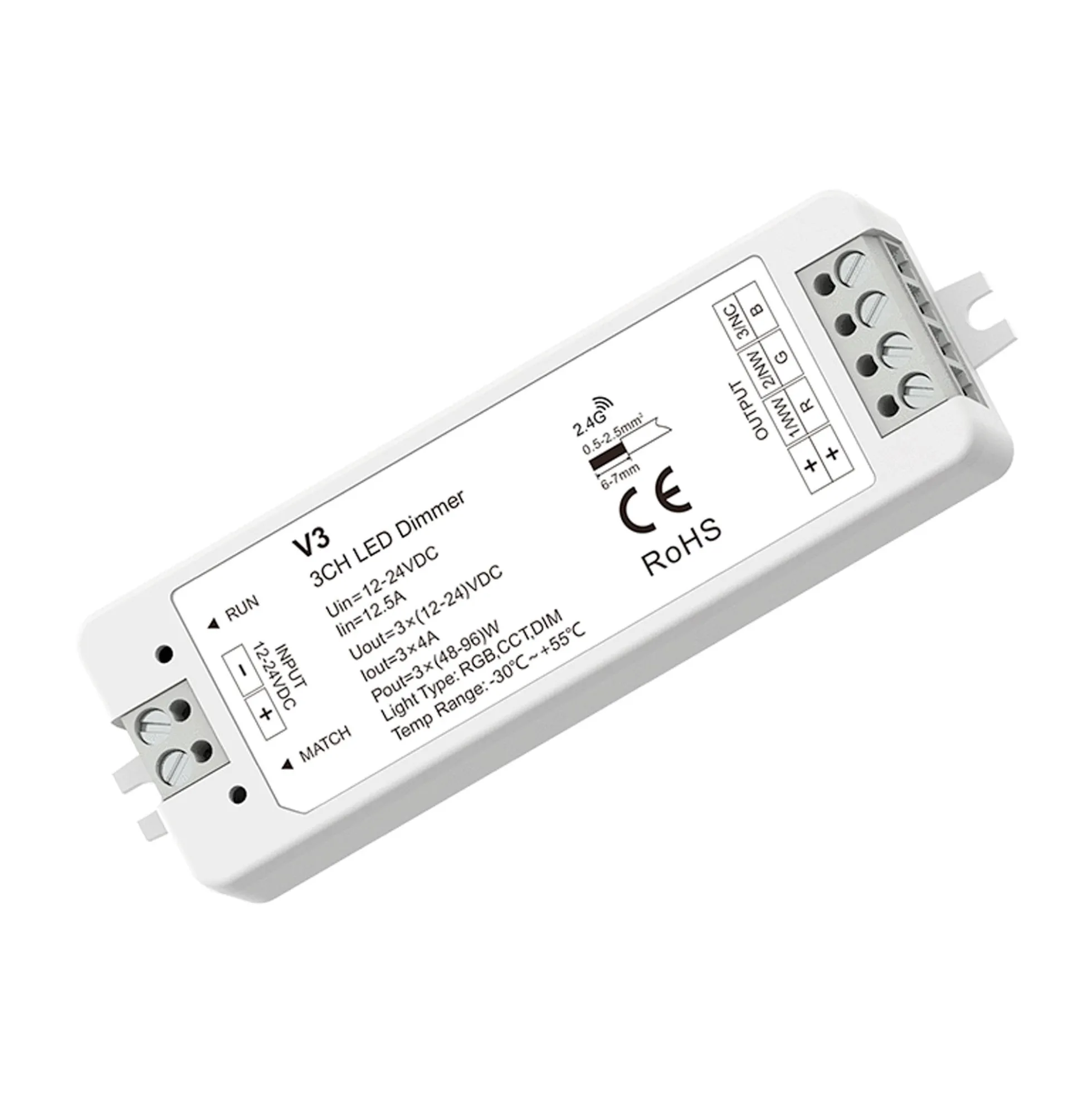 Controlador Monocolor / CCT / RGB 12-24V DC - 3 canales - 4A/canal - RF 2.4GHz - Skydance