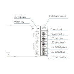 Controlador Monocolor / CCT/ RGB / RGBW 12-48V DC - 4 canales - RF 2.4GHz - Skydance
