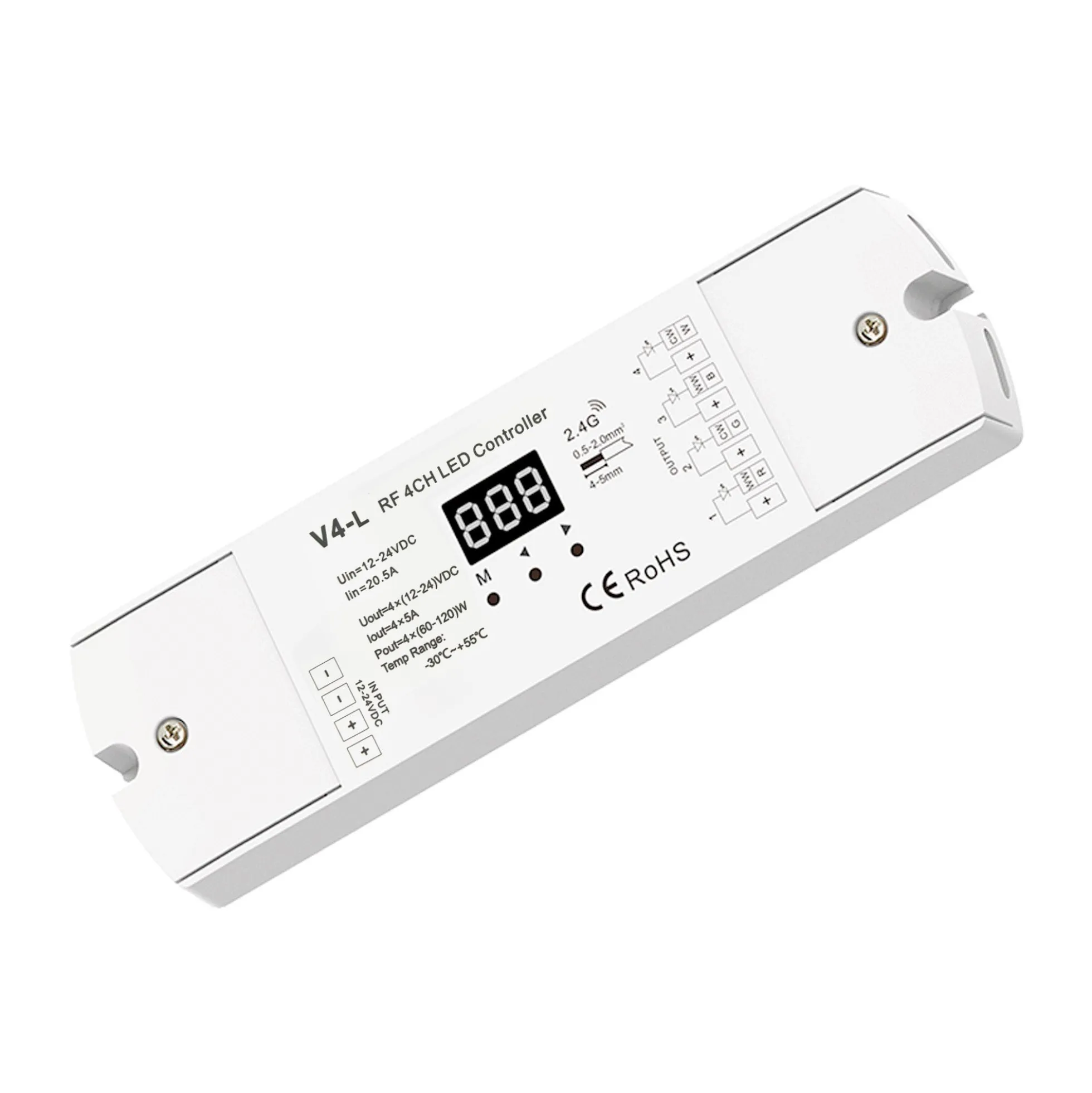 Controlador monocolor/ CCT/ RGB/ RGBW 12-24V DC - 4 canales - Programable - RF 2.4GHz - Skydance