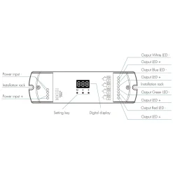 Controlador monocolor/ CCT/ RGB/ RGBW 12-24V DC - 4 canales - Programable - RF 2.4GHz - Skydance
