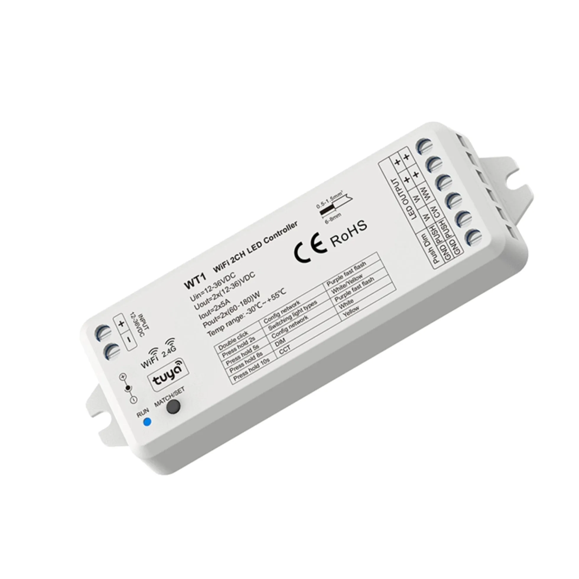 Controlador Monocolor / CCT - 12-36V DC - WiFi+RF - TUYA - Skydance
