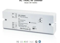 Controlador monocolor dimable - AC TRIAC RF Dimmer - 2 canales 1,2A/ch - 100-240VAC Sunricher - Perfect RF