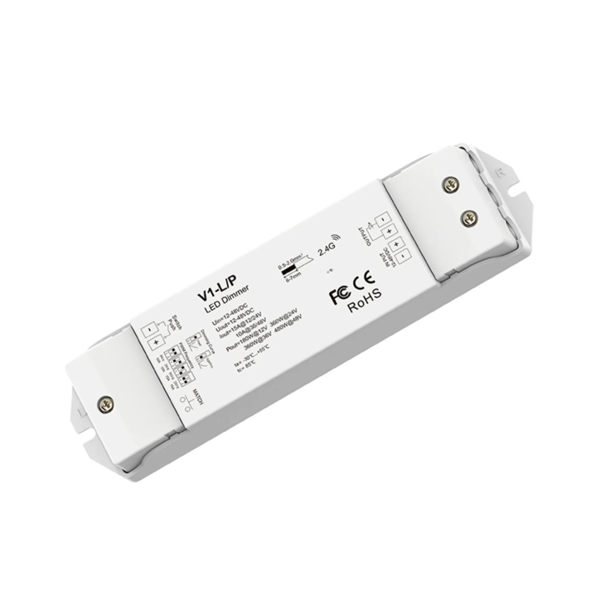 Controlador monocolor 12-48V DC - 15A - RF 2.4G - PUSH dimmer - Skydance