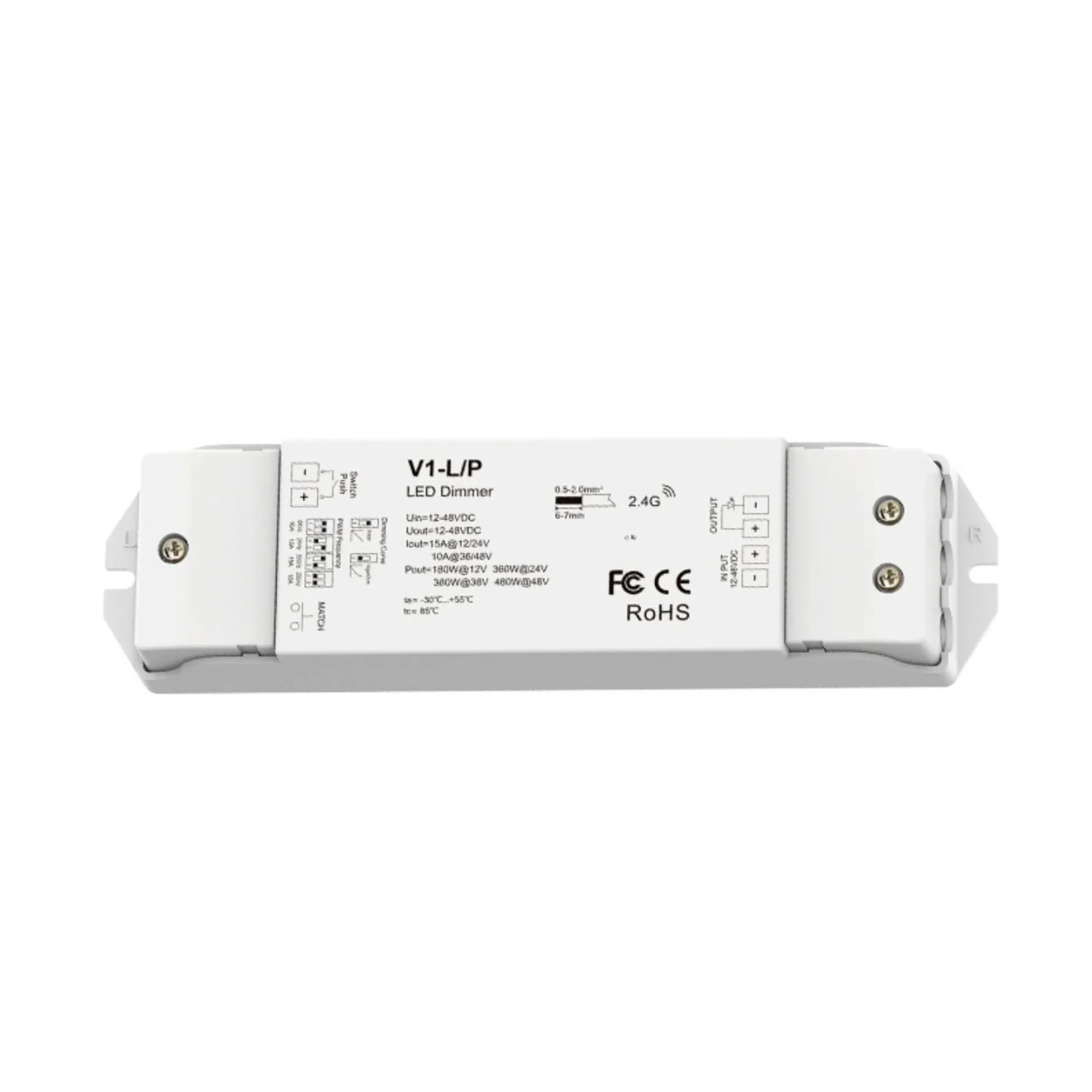 Controlador monocolor 12-48V DC - 15A - RF 2.4G - PUSH dimmer - Skydance