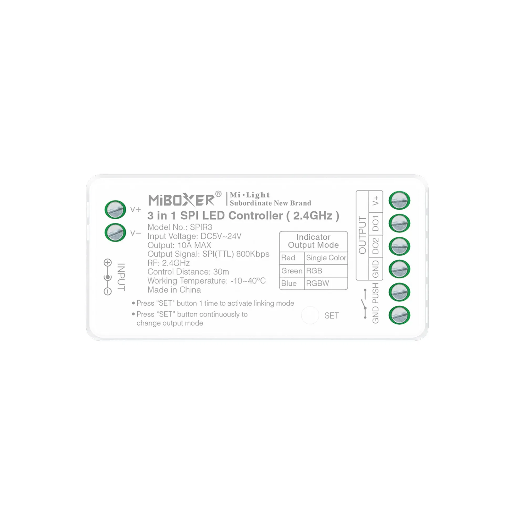 Controlador para tiras LED SPI / IC - Monocolor - RGB - RGBW - 5/24V DC - 2.4GHz - Mi Boxer