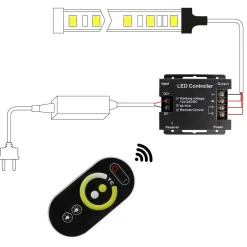 Controlador / regulador de temperatura de color y mando RF para tira LED CCT 12/24V-DC 12A