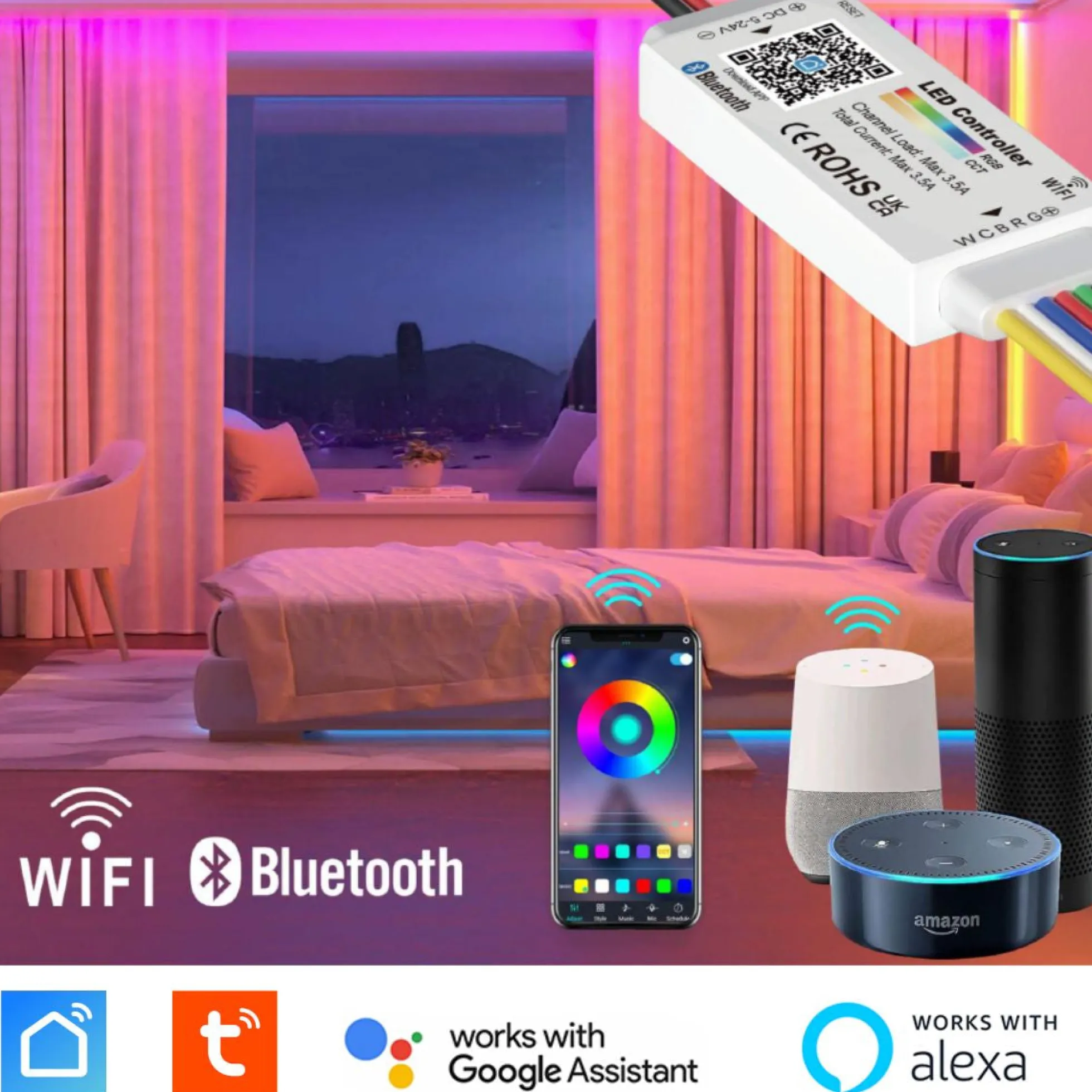 Controlador RGB + CCT mini - WiFi + Bluetooth - 5-24V DC - 3.5A