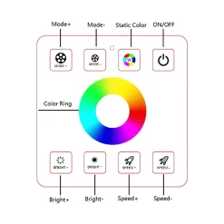 Controlador RGB para tiras LED con panel táctil RF - 5-24V/DC
