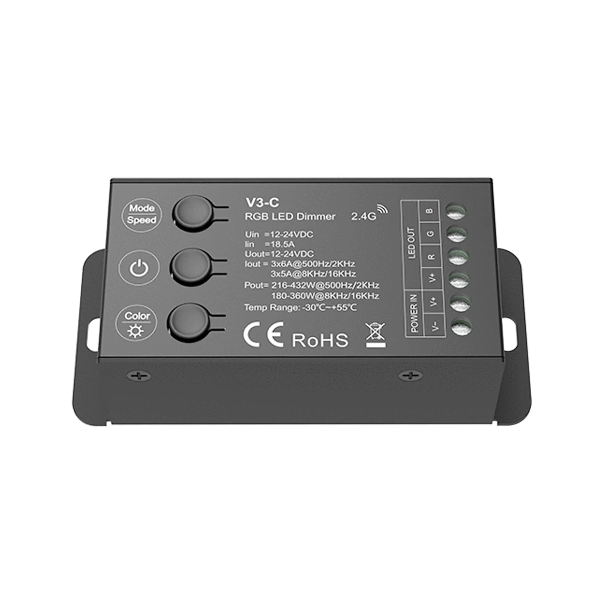 Controlador RGB 12-24V DC - 3 canales - Control por botones y RF 2.4GHz - Skydance