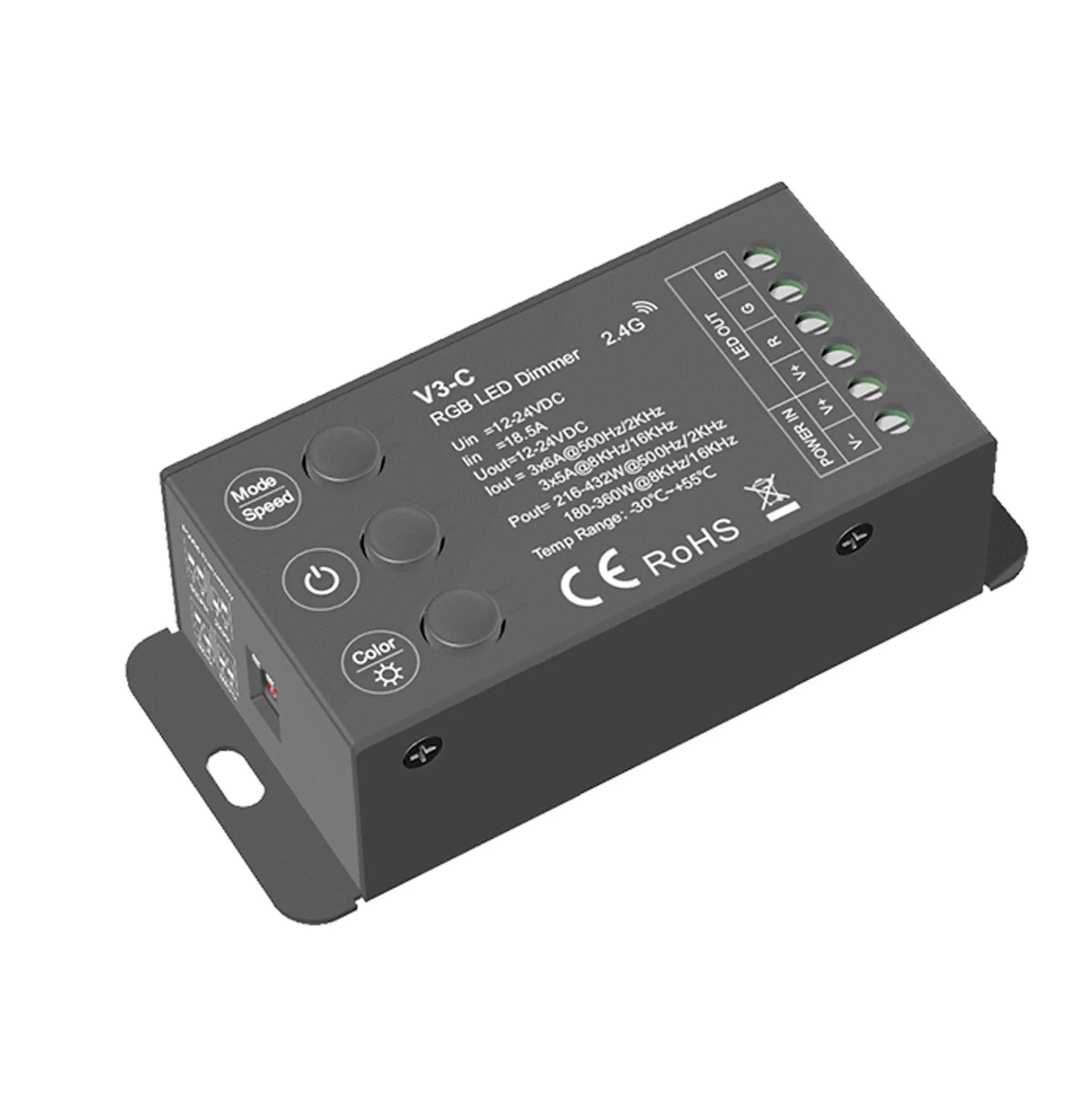Controlador RGB 12-24V DC - 3 canales - Control por botones y RF 2.4GHz - Skydance