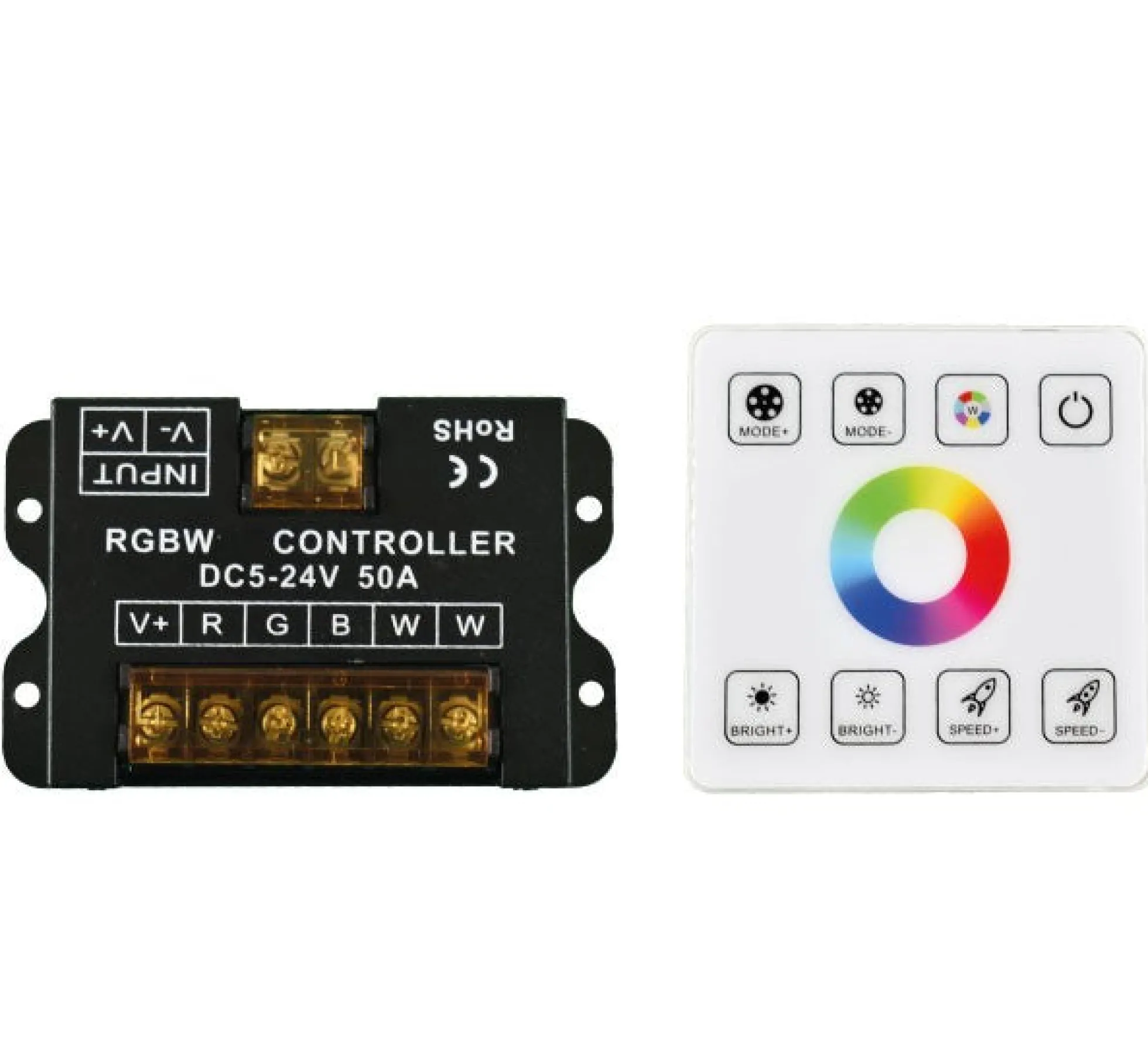 Controlador RGBW para tiras LED con panel táctil RF - 5-24V/DC