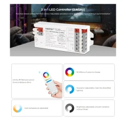 Controlador tira LED 3 en 1- RGB / RGBW / RGB + CCT - 12/24V DC - 2.4GHz - Mi Boxer - E3-RF