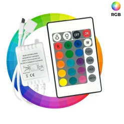 Controlador Tira LED RGB 2 Amp por canal, Control Remoto IR 24 Teclas