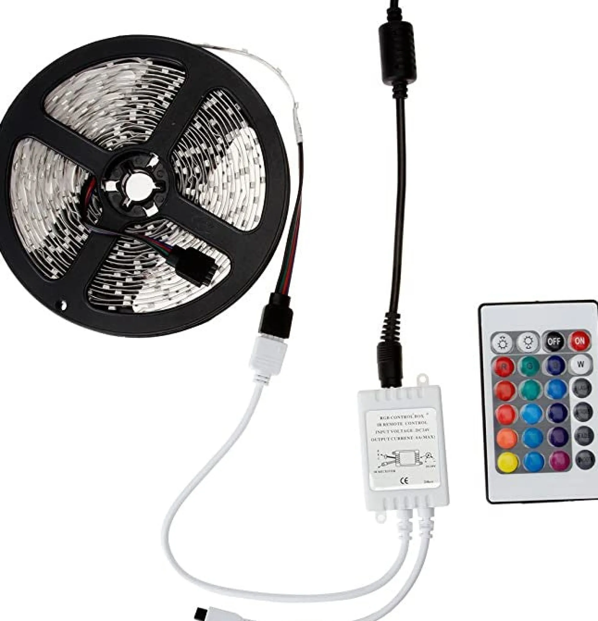 Controlador Tira LED RGB 2 Amp por canal, Control Remoto IR 24 Teclas