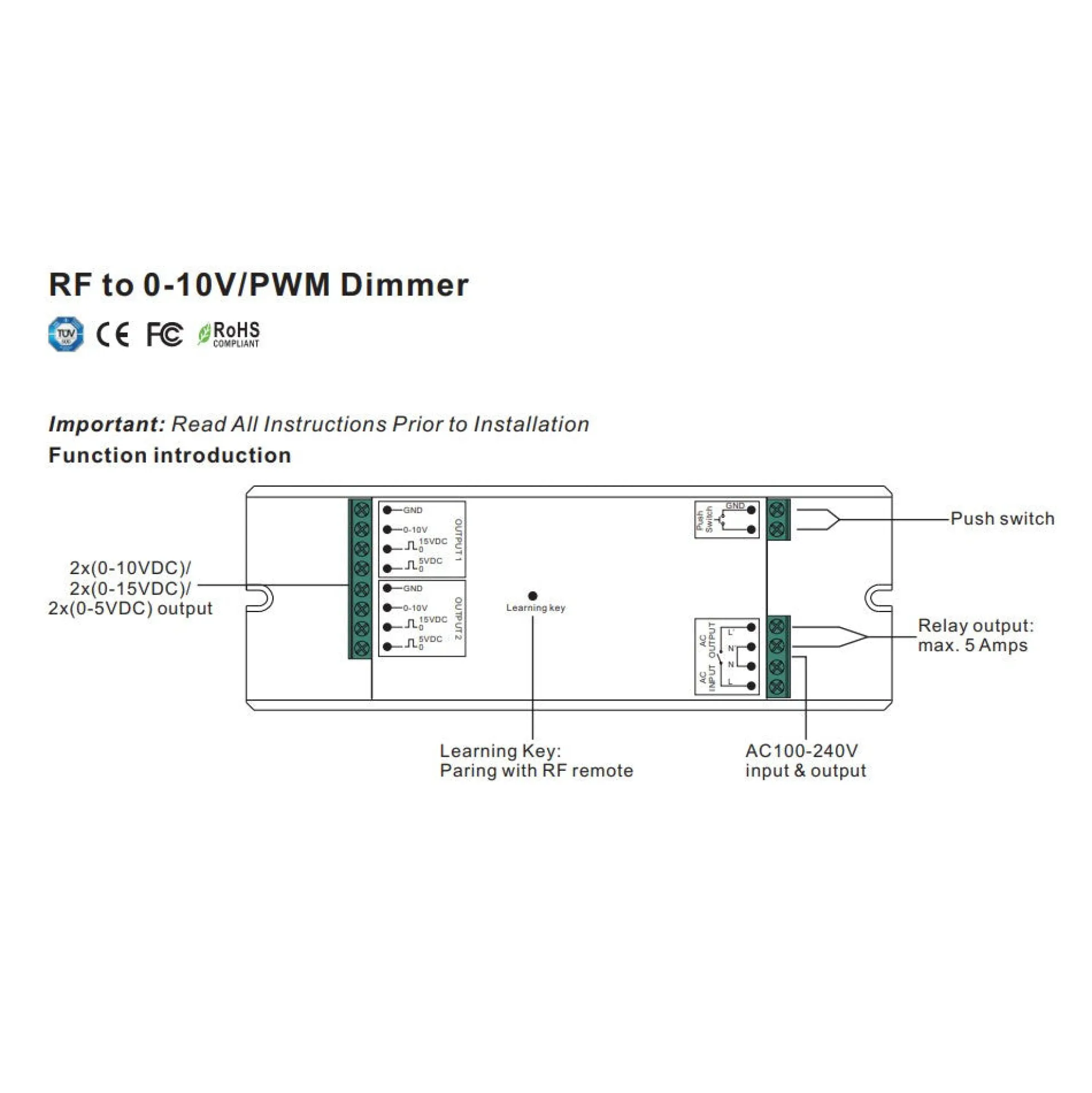Conversor Sunricher RF a 0-10V - Easy RF