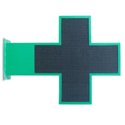 Cruz de farmacia LED monocolor verde programable P10 - Exterior - 96x96cm