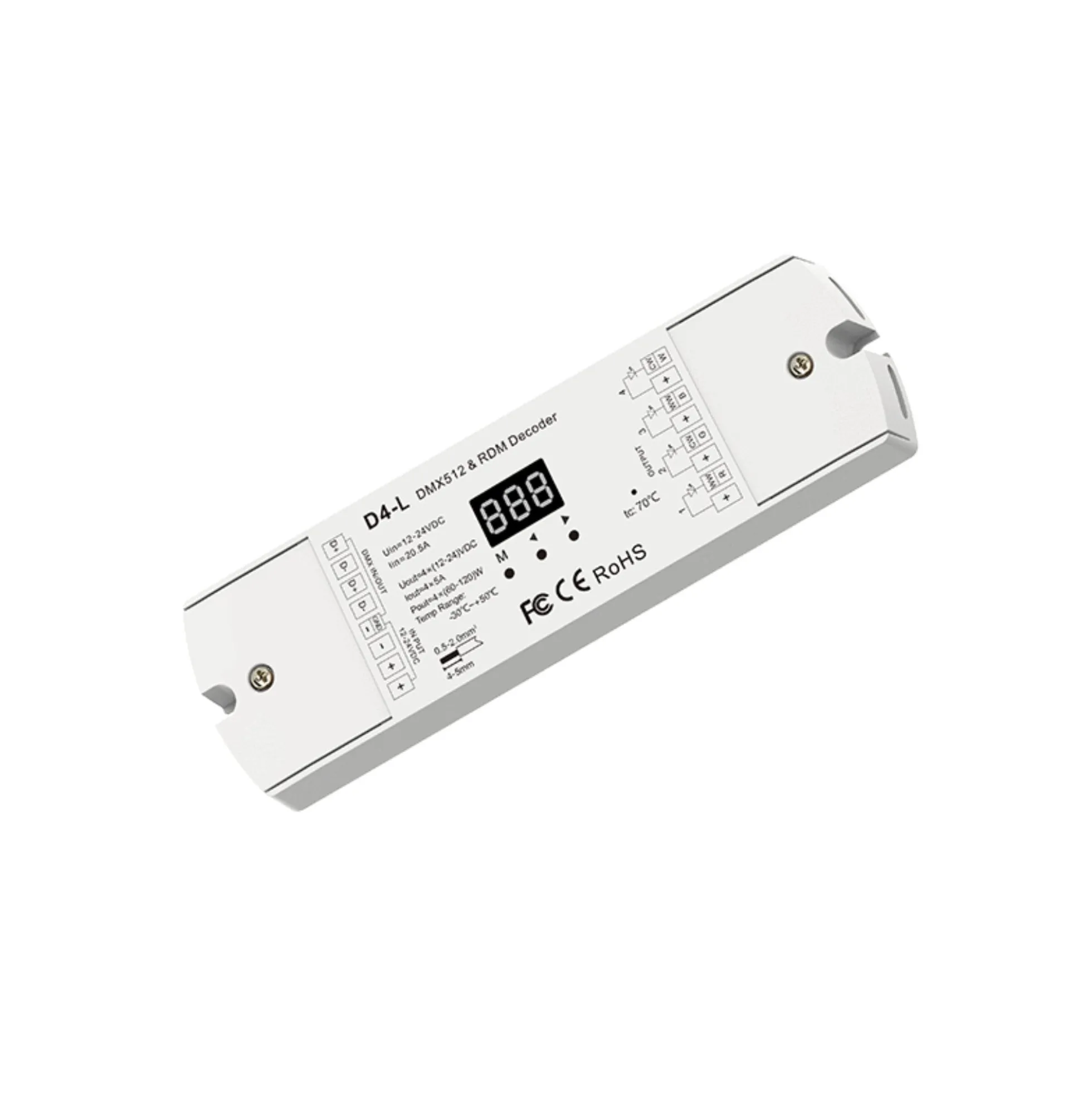Decodificador DMX512 12-24V DC - 5A/canal - 4 Canales