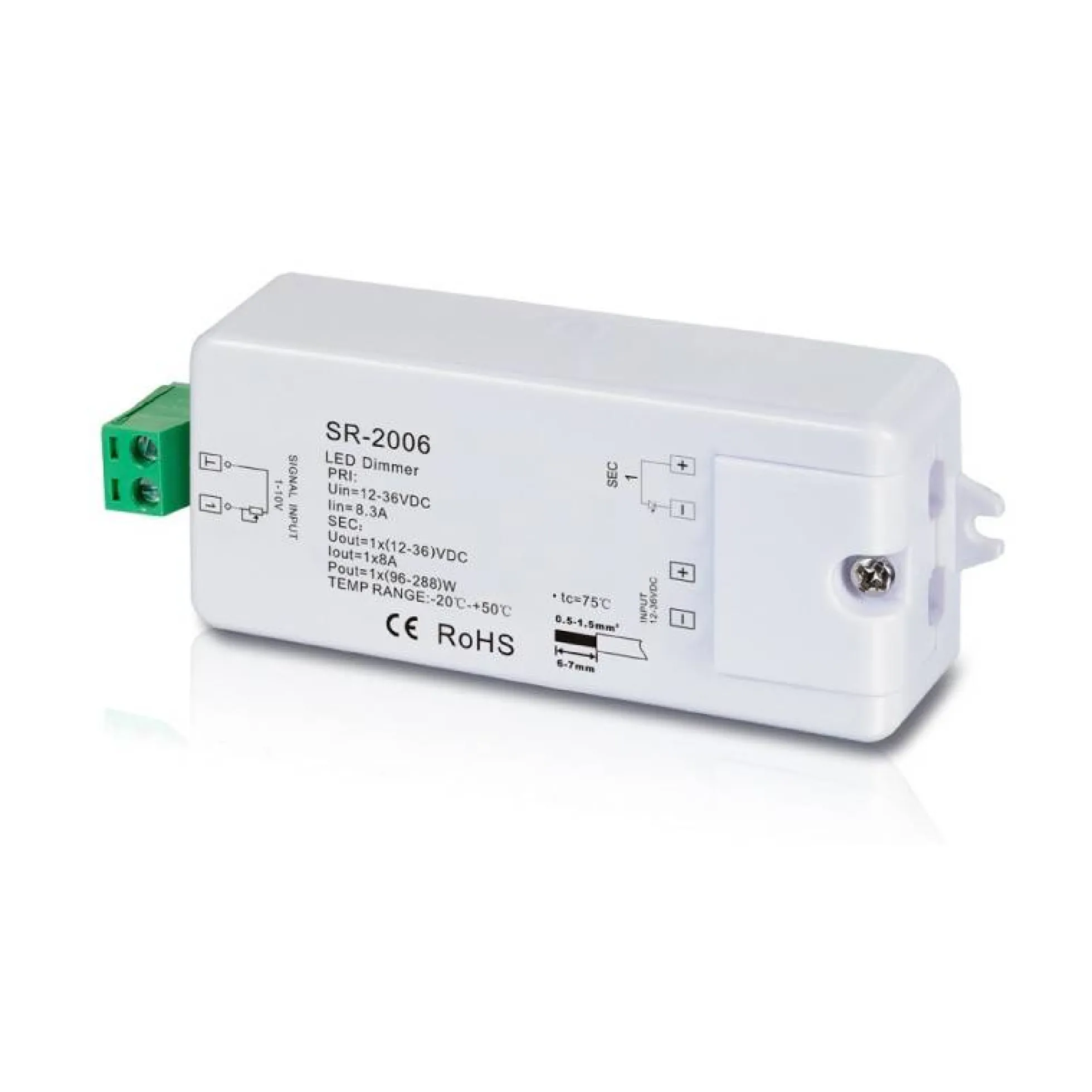 Descodificador 0-10V Dimmer 12-36V - 1CH/8A