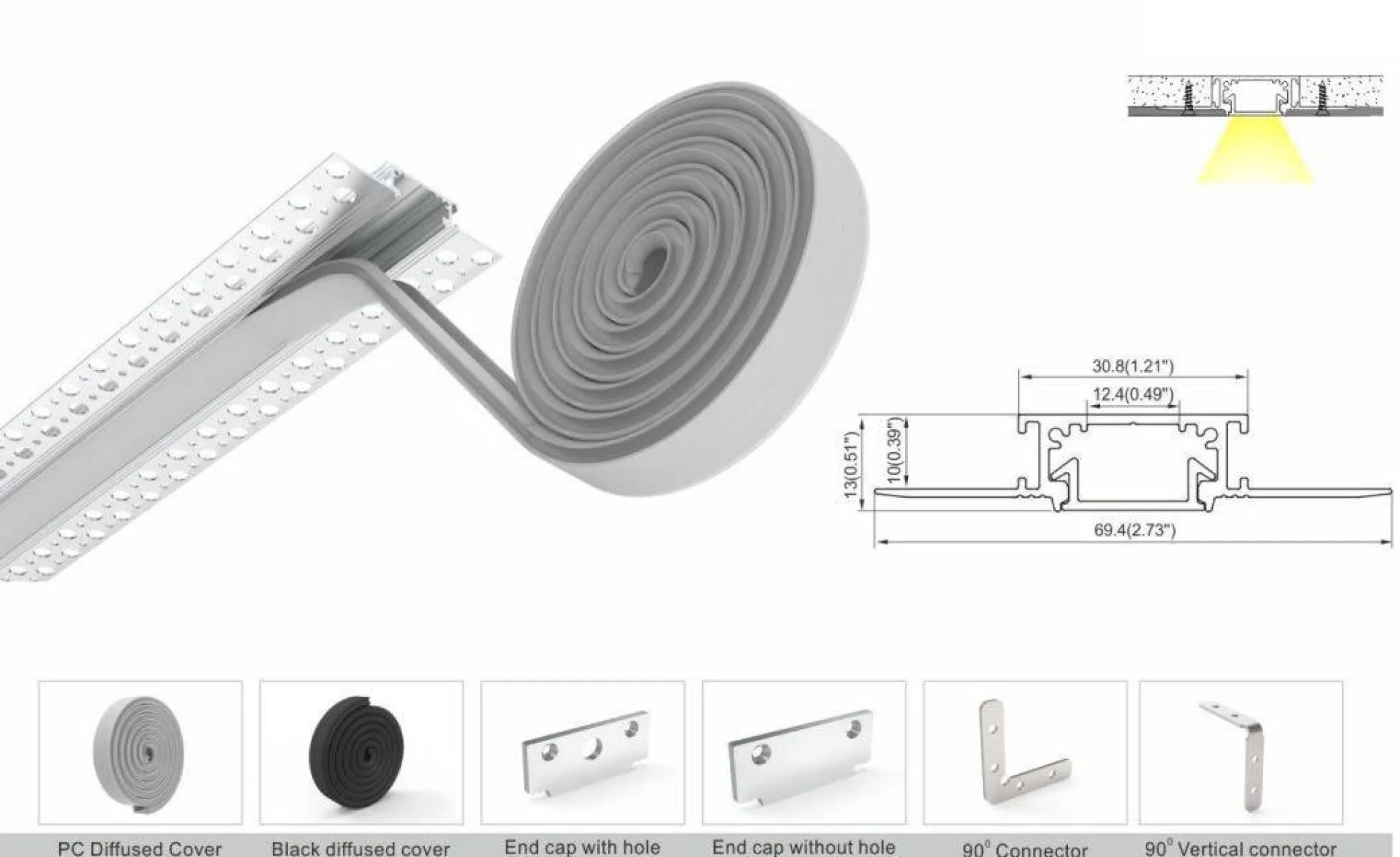 Difusor Negro para perfil de Integración Escayola/Pladur (2m)