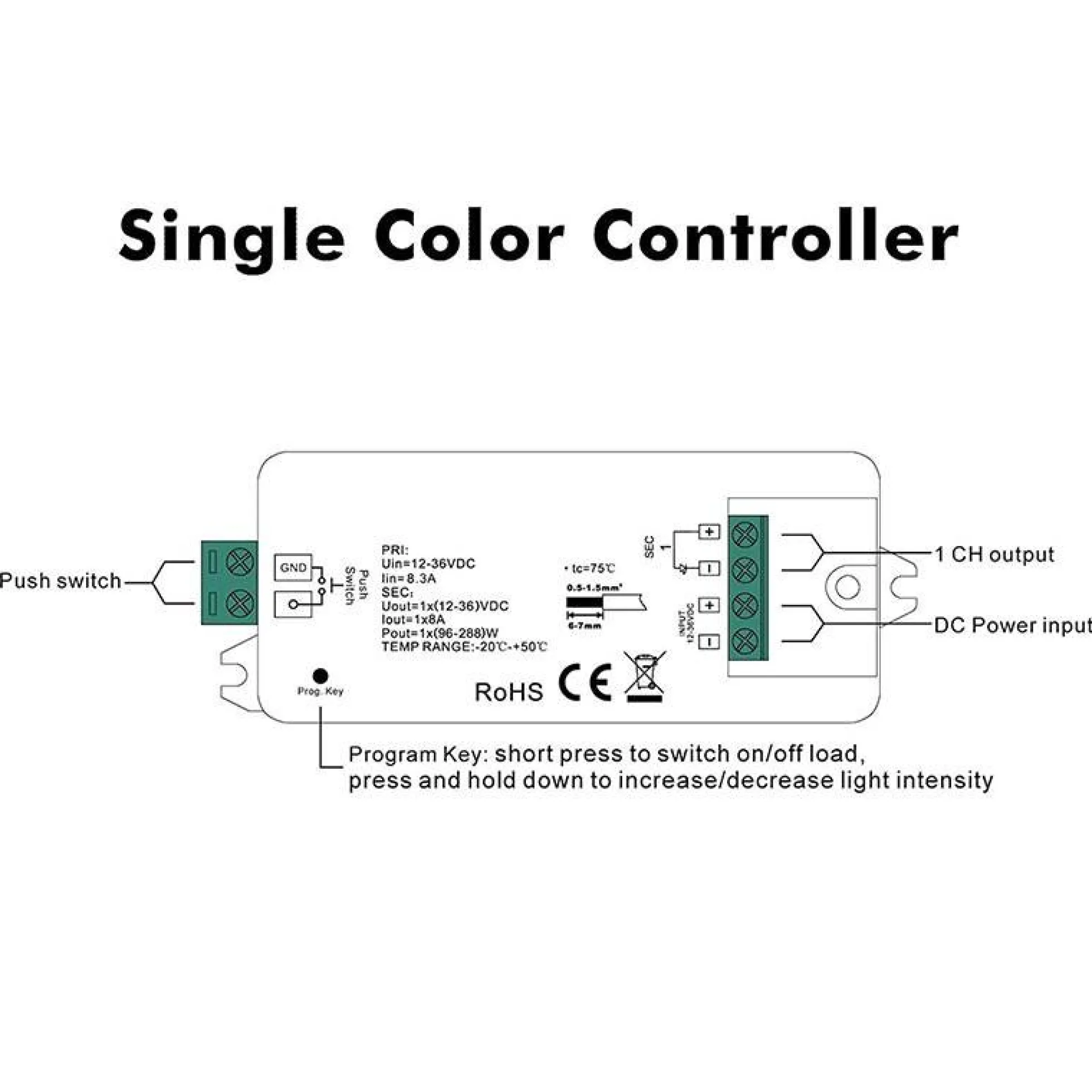 Dimmer DALI Mini 1 canal 8A DC 12-36V