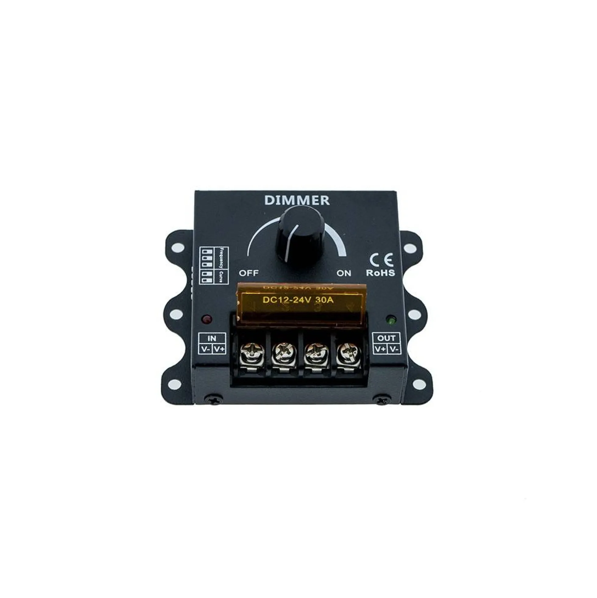 Dimmer manual PWM 12-24V DC - 30A - Frecuencia y curva de regulación ajustables
