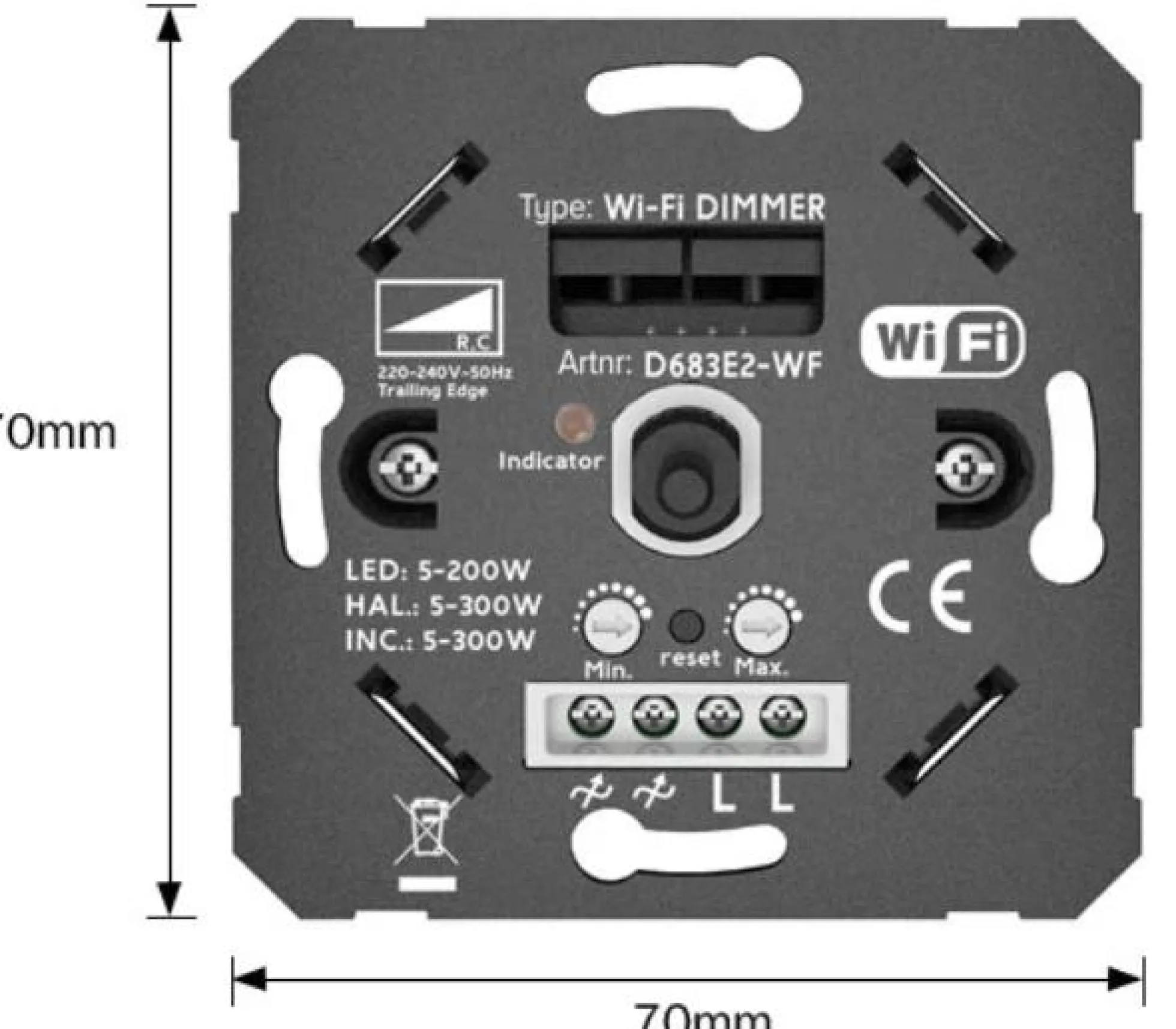Dimmer Smart WIFI 200W Función Encendido/Apagado