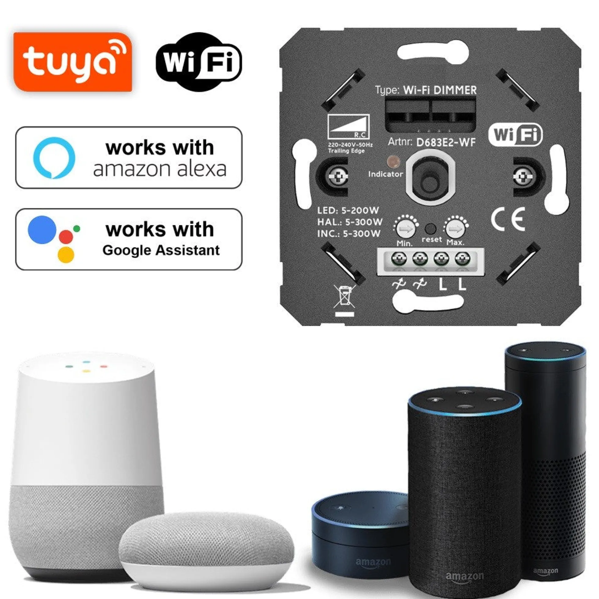 Dimmer Smart WIFI 200W Función Encendido/Apagado