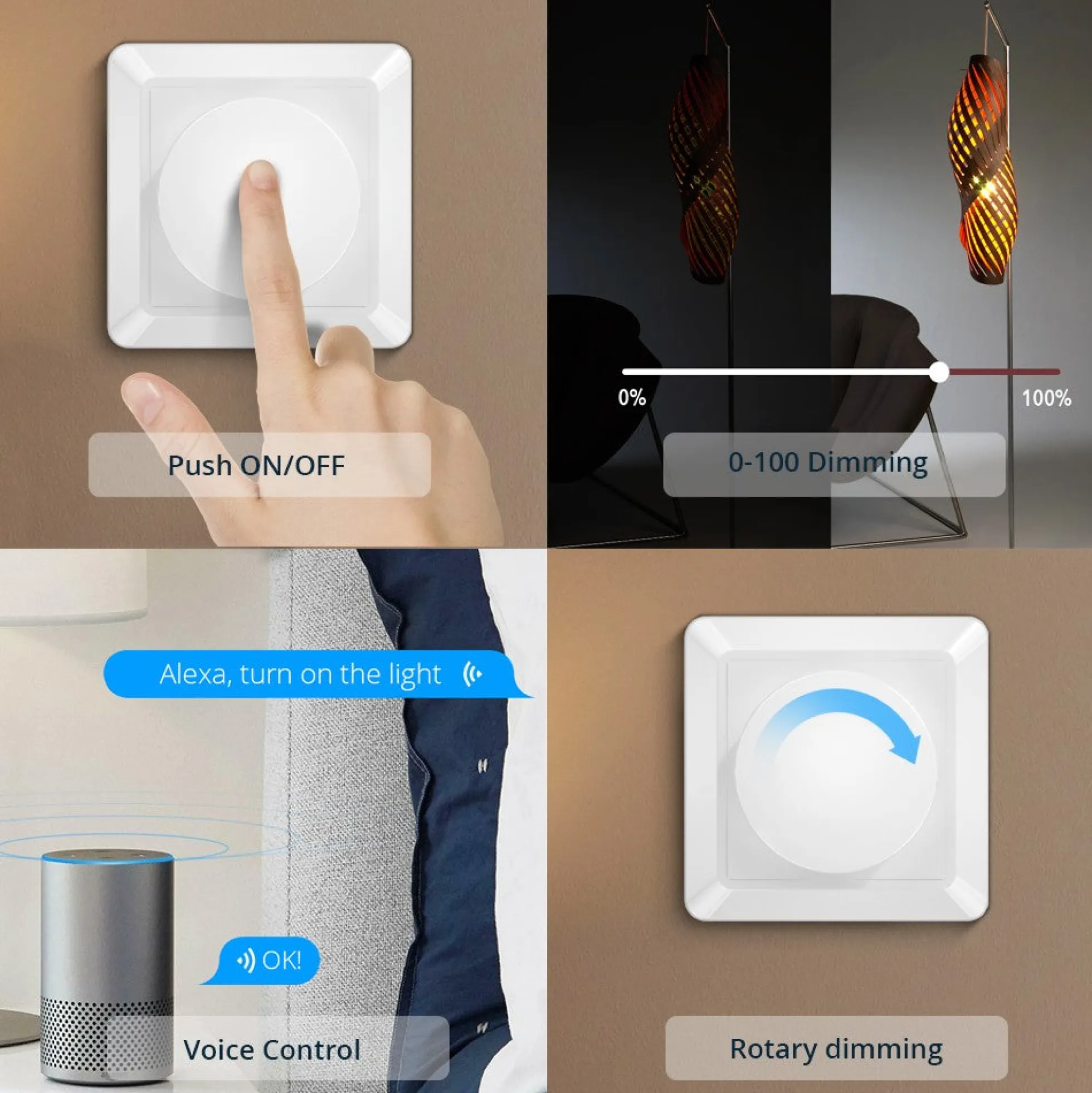 Dimmer Smart WIFI 200W Función Encendido/Apagado