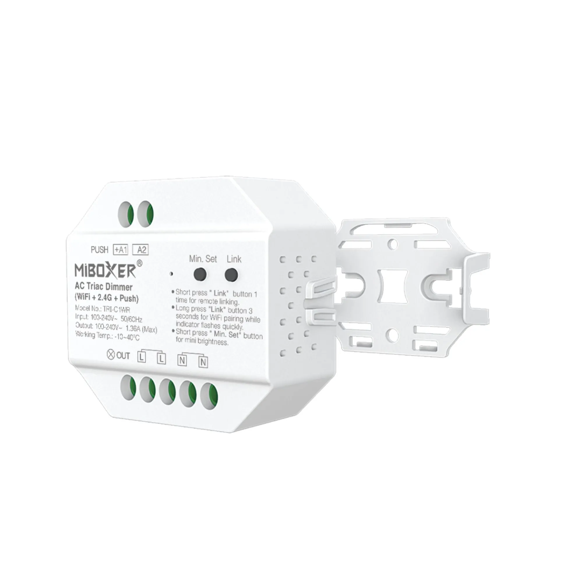 Dimmer TRIAC (WiFi + 2.4G + PUSH) - 300W - Mi Boxer - TRI-C1WR