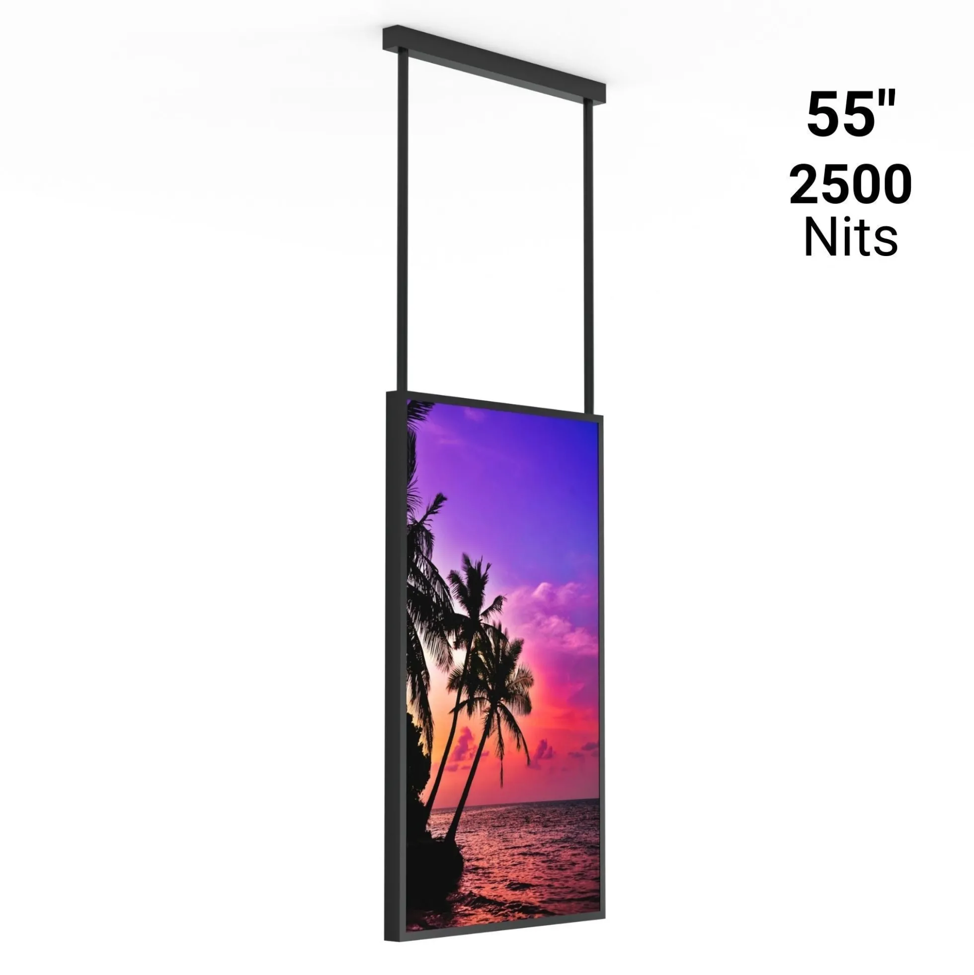 Display LCD FULL HD 55" para Escaparates con Soporte de techo - Alto Brillo 2500 NITS - Android