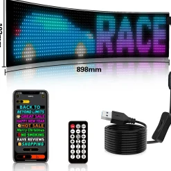 Display LED flexible programable - 89 x 19 cm - USB + Bluetooth + mando a distancia