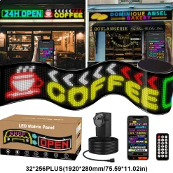 Display LED flexible programable - 192 x 28 cm - USB + Bluetooth + mando a distancia