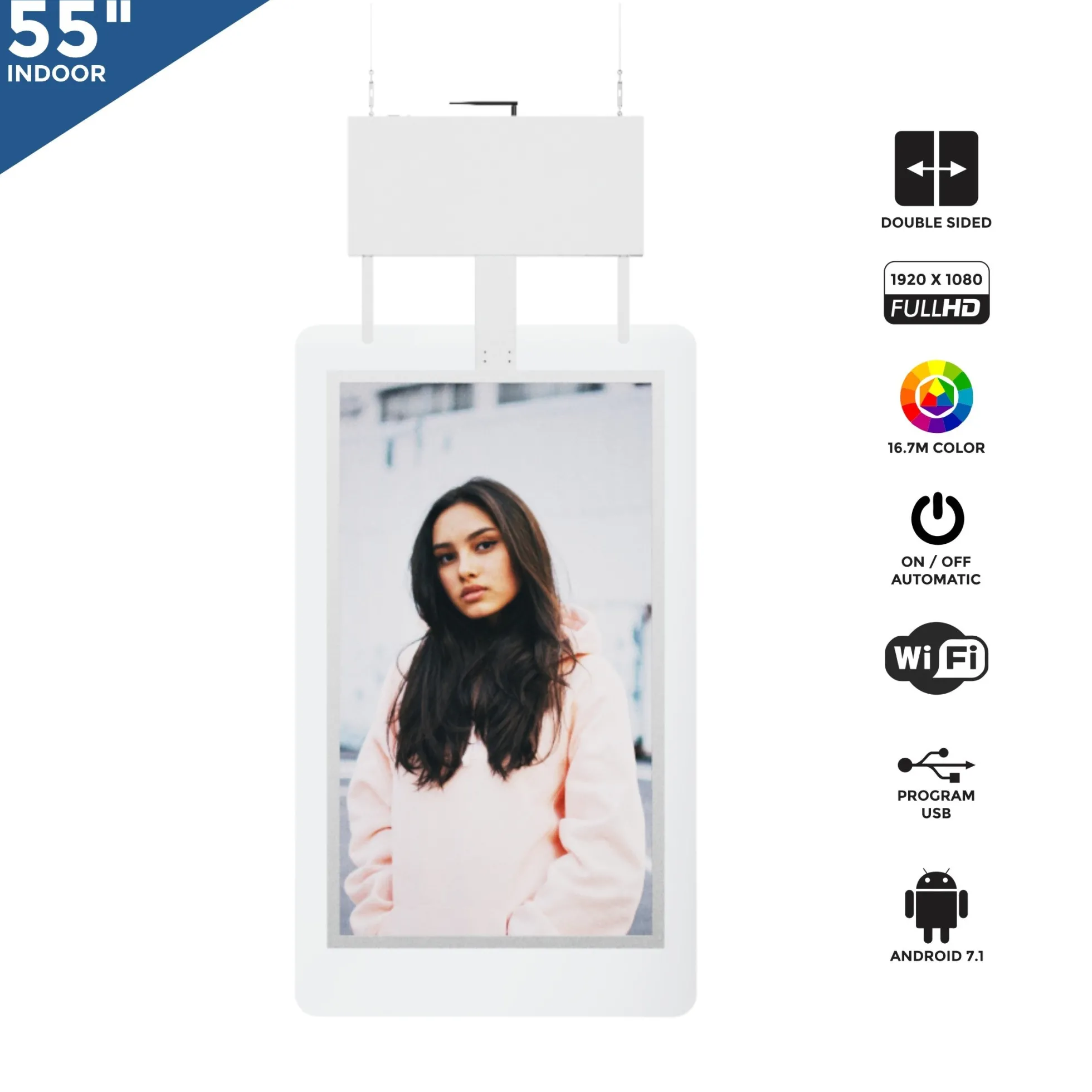 Display publicitario colgante LCD Full HD 55" - Doble cara - IP20