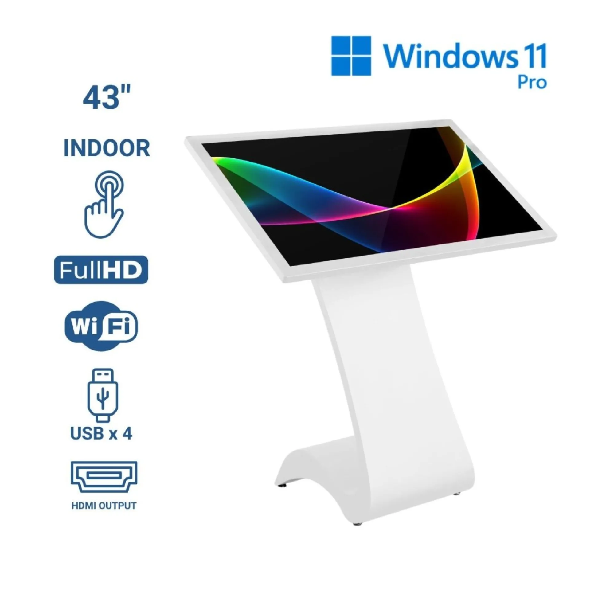 Display publicitario - Digital Kiosk 43" - Pantalla Táctil - Interior - 16GB - Base "S"